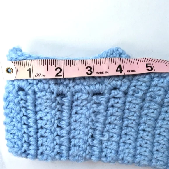 Hand Crocheted Blue Slipper Socks - Picture 4 of 4